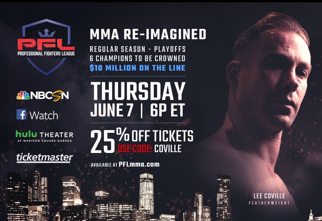 Just over 3 weeks till I fight in the iconic Madison Square Garden, for the <a href="/ProFightLeague/">PFL now @PFLMMA</a> get your tickets with this promo code for a discount! I can’t wait, I live for this! #PFLmma