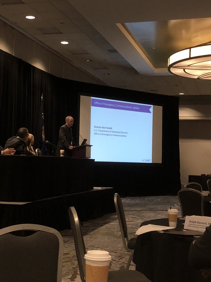 SteveN0EL's tweet photo. Packed house for the NCSWIC meeting in Portland, Oregon! Director Hewitt discussing the PS Coms eco-system. https://t.co/3IbjcWganO