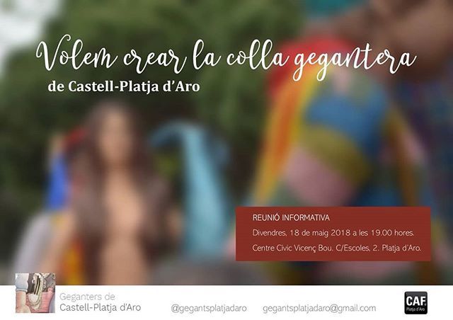 cafpda's tweet photo. Ja tenim nova foto a Instagram. Segueix-nos a https://t.co/6RUPVF6Ody. Aquest divendres farem la primera trobada per formar la colla gegantera de Platja d'Aro, serà al centre cívic Vicenç Bou a les 7 de la tarda! Si us interessa només heu de venir i portar moltes ganes! 
#ge… https://t.co/ZZ7e1FrB6K