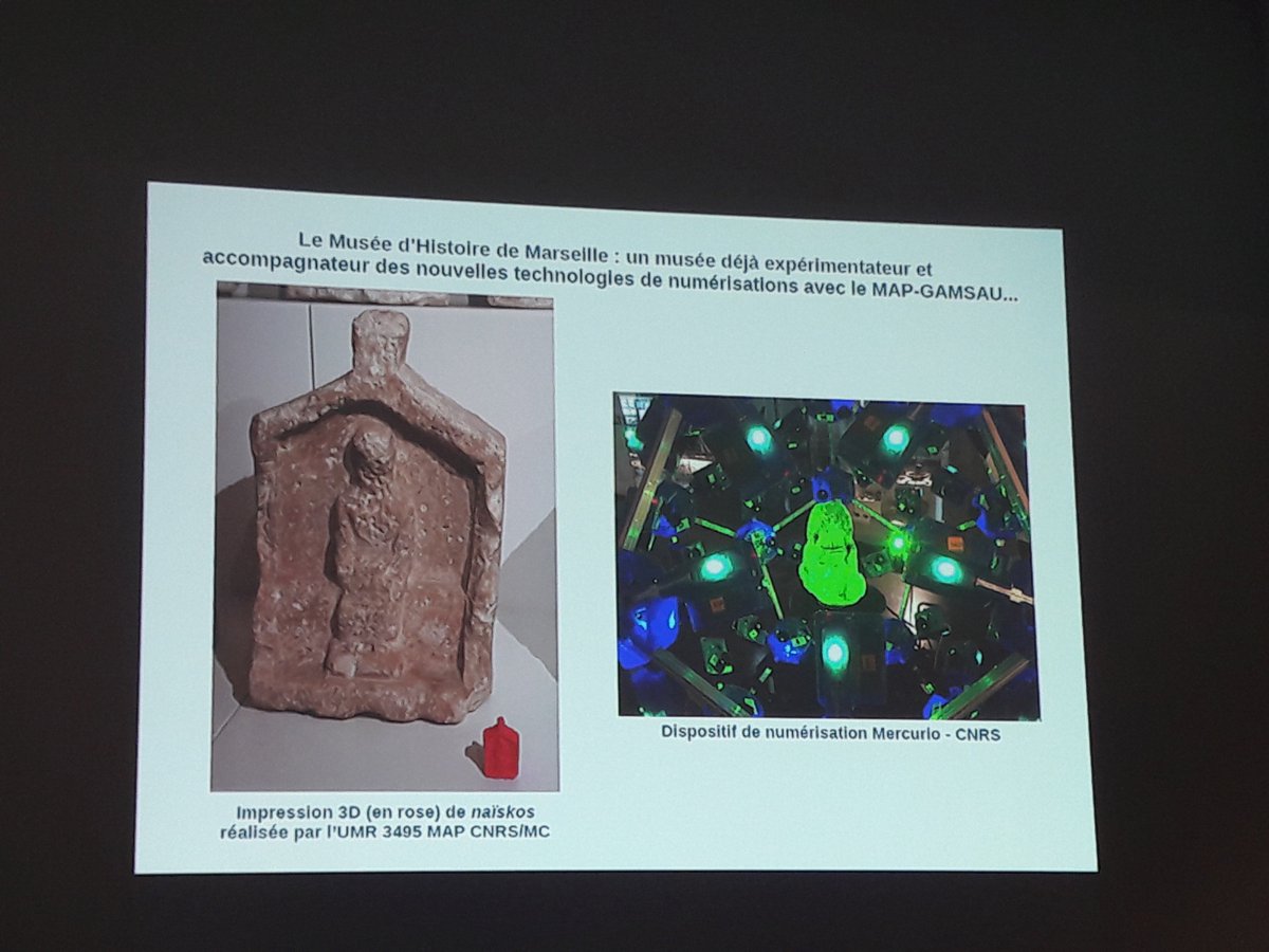 MAP_UMR3495's tweet photo. [#MAPGamsau] Présentation des expérimentations scientifiques avec le Musée d'histoire de Marseille  #numérisation3D #impression3D pour la Journée d'étude de l'@imera_amu fin de résidence #inpm #patrimoine @museesmarseille https://t.co/dcbKx3IgwM
