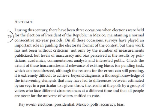 #RMEEmorando | <a href="/ricartur59/">Ricardo de la Peña</a> analiza las encuestas presidenciales (2000-2012) desde sus inexactitudes y sesgos propios ante su relevancia como orientadoras del electorado.
"Las encuestas presidenciales en México durante el Siglo XXI" en bit.ly/2rITBx2.