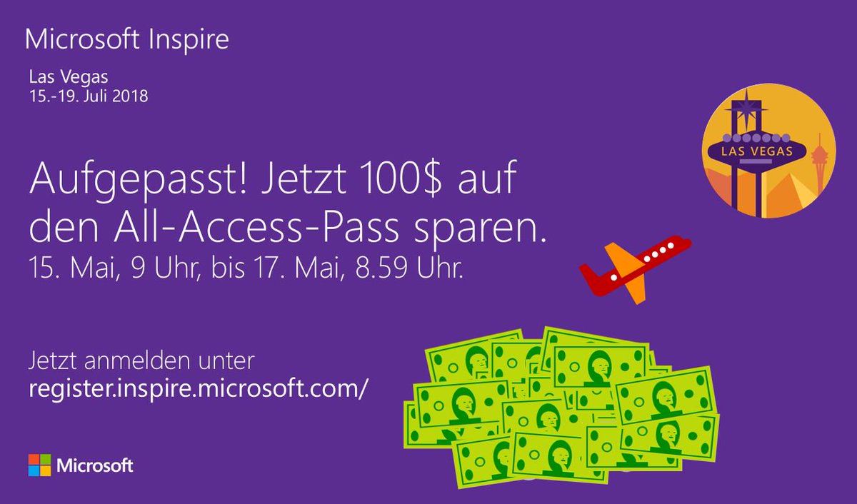 AlemanaSocrata's tweet photo. Die Zeit läuft JETZT! Mit Promo-Code DCKM8Z noch bis 17.5., 8.59 Uhr, Bares sparen - ehe der Preis zum 01.06. nochmal um 300 USD angehoben wird!!! #MSInspire #MSPartner https://t.co/QG6Q1oD5UD https://t.co/C1AAqphhya