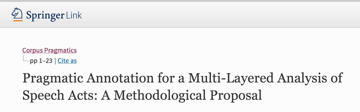 TEFLclass's tweet photo. Another pre-publication paper just out from our forthcoming special issue of @CorpusPrag entitled "Pragmatic Annotation for a Multi-Layered Analysis of Speech Acts: A Methodological Proposal" by Dr Alba Milà-Garcia @UPFBarcelona #corpuspragmatics #IVACS
 https://t.co/8g0CVwAEJG https://t.co/W51gW6Xwy7