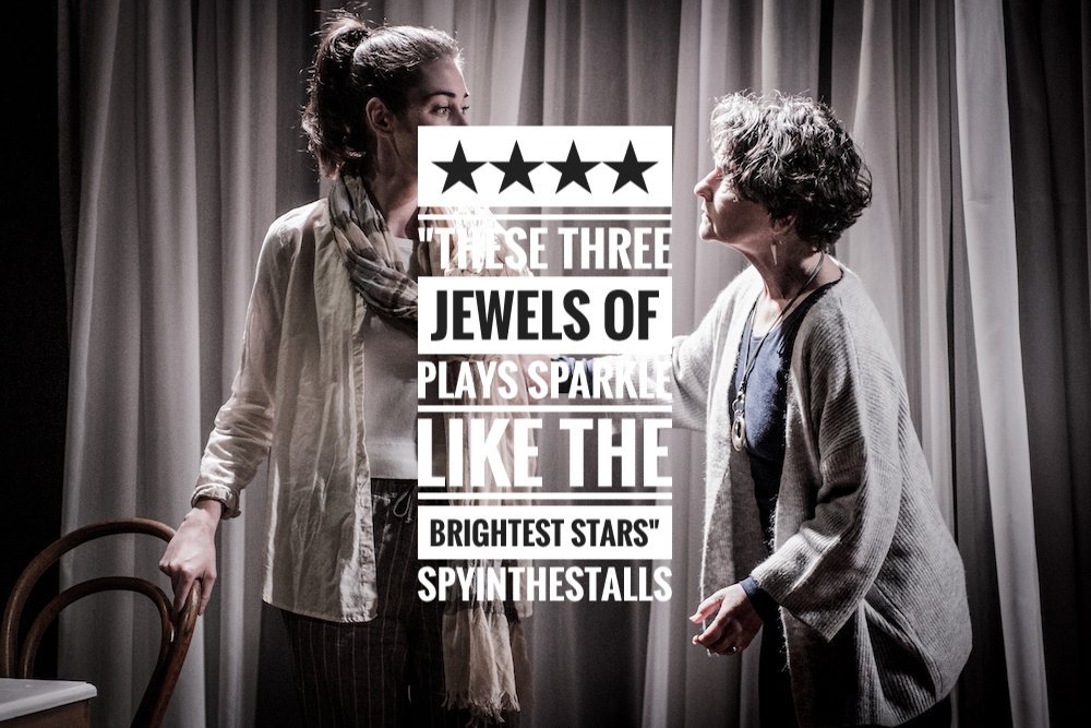 JSTheatre's tweet photo. Today we're bidding a fond farewell to these three brilliant new plays, and three fantastic actors. Thank you to everyone involved in #JSTTomorrow, including all the entrants and our supporters @OberonBooks and the Noël Coward Foundation. Last performance tonight! https://t.co/xB8rwCzHT0