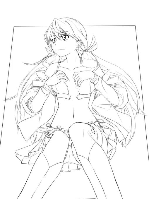 明石描いてたけど力尽きた…誰か塗ってくれねえかな 
