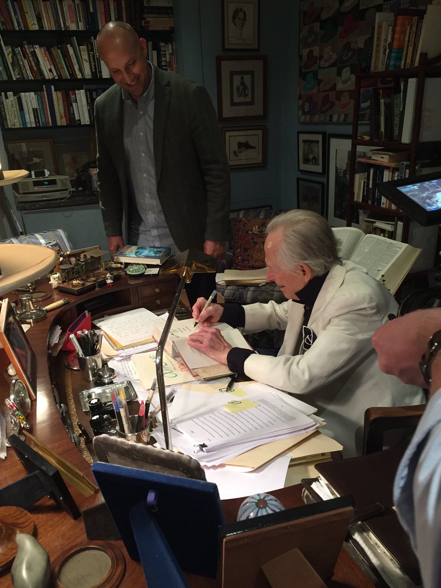 RIP Tom Wolfe. A pic from our last visit to his home in NYC. Here at his desk with <a href="/ndwilsonmutters/">N.D. Wilson</a>. Always enjoyed our conversations. #TomWolfe