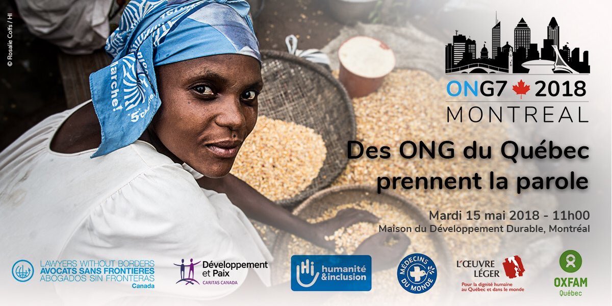 MdMCanada's tweet photo. C’est un départ avec @HI_Canada @ASFCanada @DevPaix @LOEUVRELEGER @OxfamQuebec pour #ONG7 #G7Charlevoix @g7 https://t.co/qDkJ0Db8QN