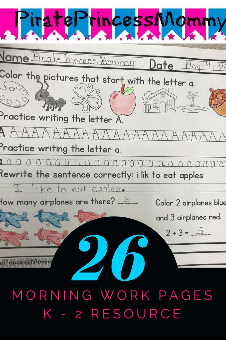 My morning work bundle is ready!  This is great for summer work for Kindergarten - 1st grade! teacherspayteachers.com/Product/Mornin…