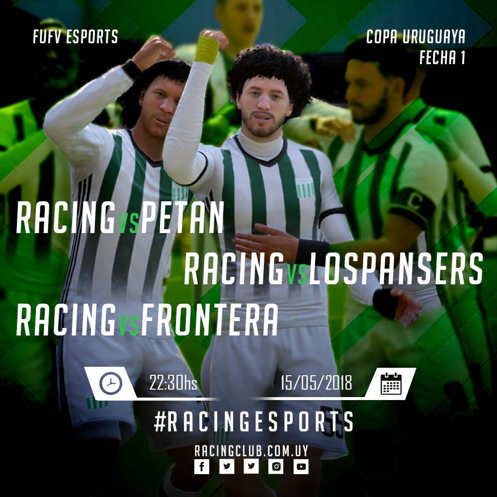 RacingClubUru's tweet photo. ¡Hoy juega @RacingeSports por la Copa Uruguay @FUFVeSports! https://t.co/9C3pmWXmIr