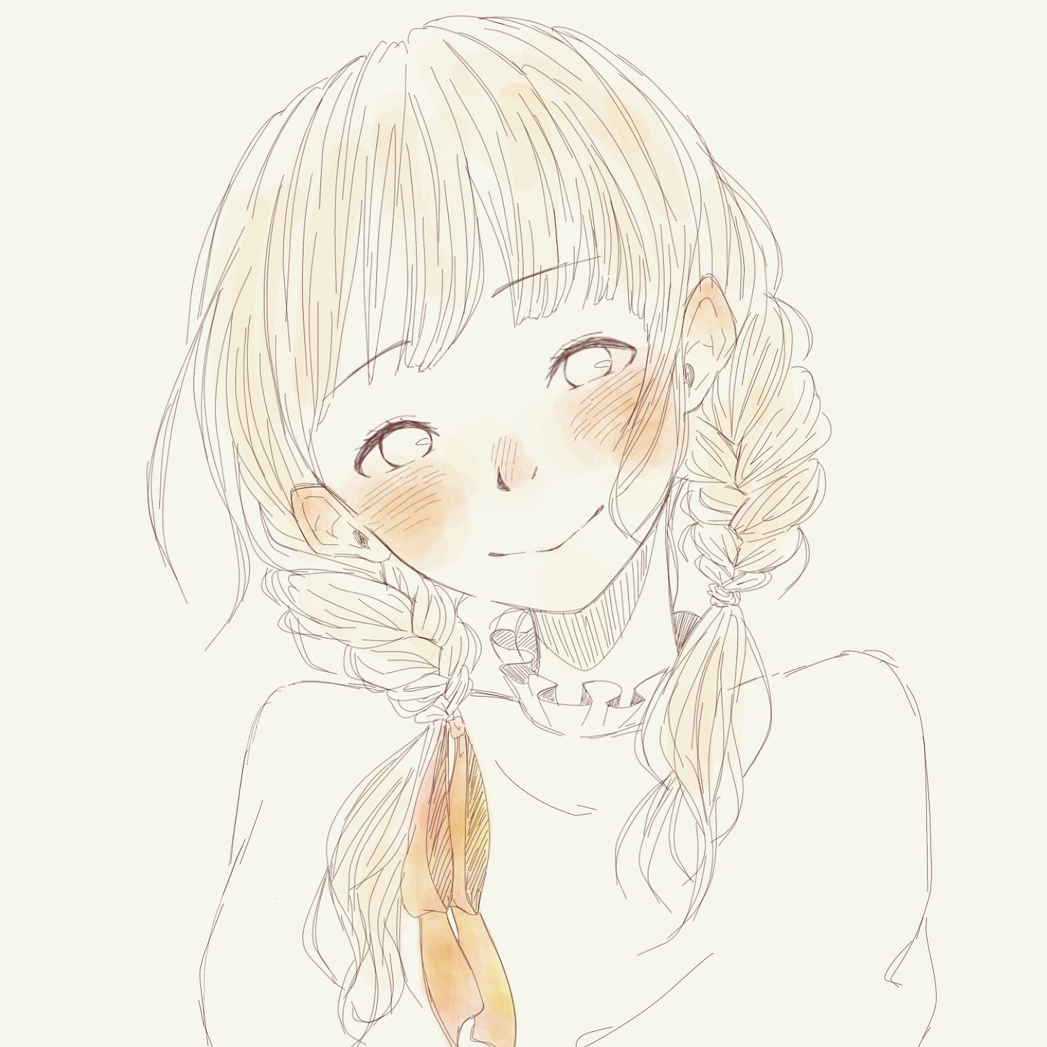 ね あ 女の子 イラスト みつあみ リボン オレンジ 女の子のイラストだけで興味を持ってくれる方へ届け T Co Wop9zop69d Twitter