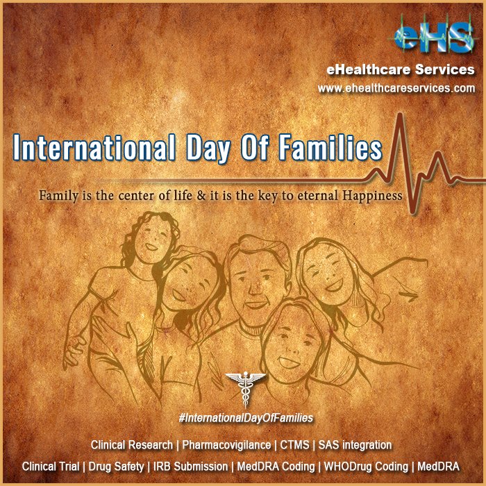 eh_service's tweet photo. On #InternationalDayOfFamilies, give best gift to your #family is #healthy you!
#HappyFamilies #Healthcare #HealthyFamily #HealthcareIT #Pharmacovigilance #CTMS #MedDRA #WHODD #EDC #clinicaltrial #DrugSafety #SASintegration #WHODrugcoding #ClinicalSafety #eHS #eHealthcareServices https://t.co/RG8YwFKhPx