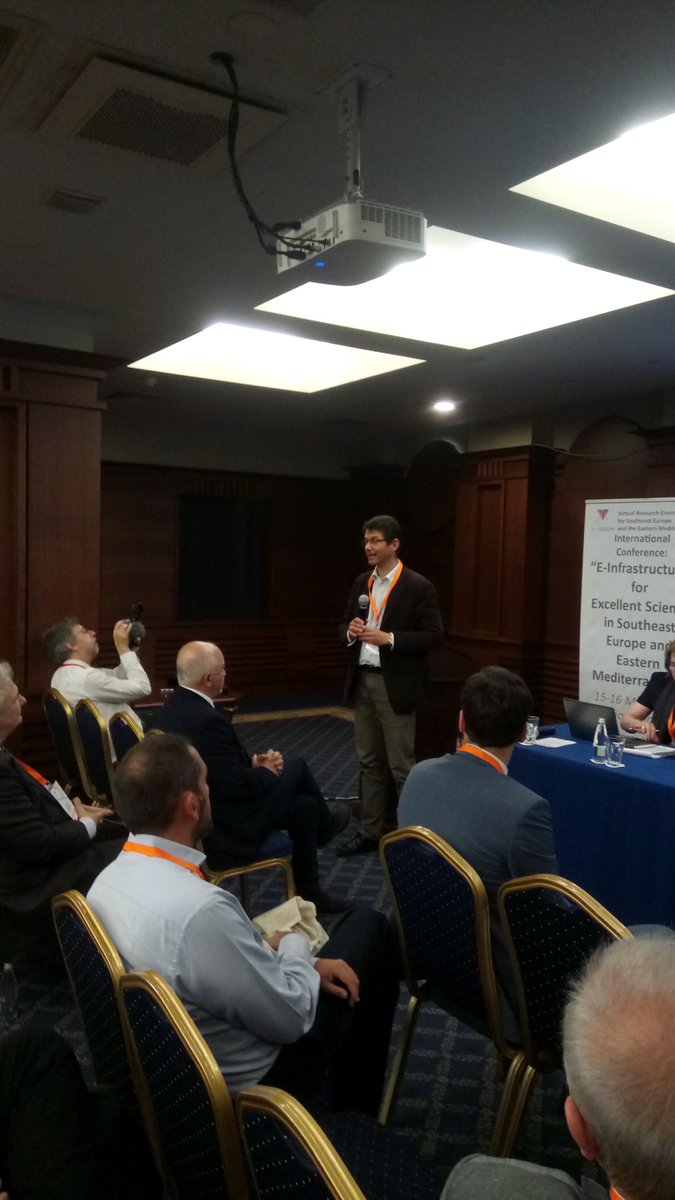NI4OS_eu's tweet photo. Dr. Augusto Burgueno Arjona, Head of the #eInfrastructure &amp; Science #Cloud Unit of the #EC provides a keynote presentation on the #EOSC implementation roadmap, at the #H2020 #VISEEM international conference. @EOSC_eu @eoscpilot https://t.co/xRUkDyHbfw