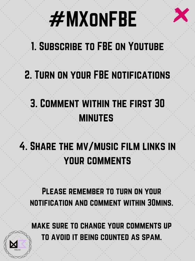 ForeverMonbebes's tweet photo. {#MXMBProject} Join #MXonFBE every Tuesday, Saturday and Sunday at 2PM PT (6AM KST)
Lets request together monbebes! #WeAreMXMB #Protocol_Monbebe @OfficialMonstaX https://t.co/CqjPNjhFep