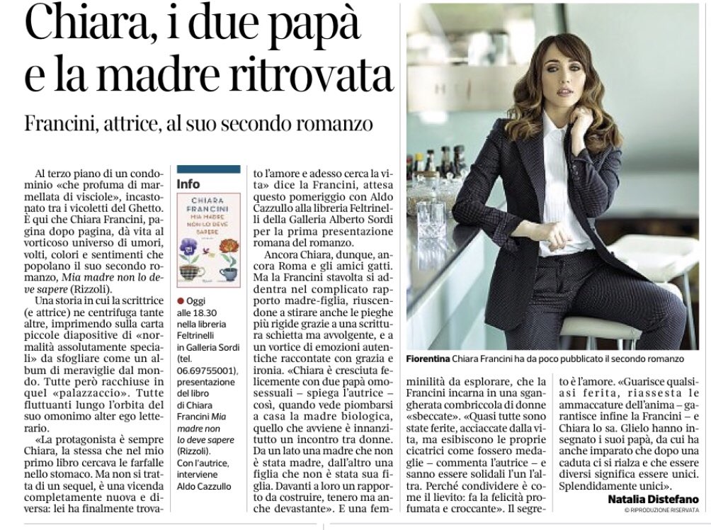 “Mia madre non lo deve sapere” è una storia in cui la scrittrice si addentra nel complicato rapporto madre-figlia, riuscendo a stirare anche le pieghe più rigide grazie ad una scrittura schietta ma avvolgente, e a un vortice di emozioni autentiche raccontate con grazia e ironia”