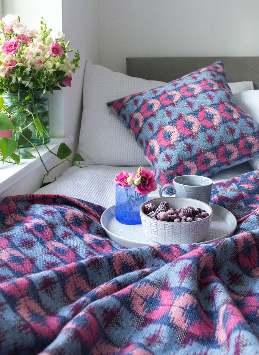 RowennaMason's tweet image. May means colour! So many beautiful flowers out to admire now in gorgeous pinks , and we haven't done too badly with blue skies recently. This is my Dewberry design - blue and pink, with deep purple - to add an injection of colour each season. 
#springclean #springinterior