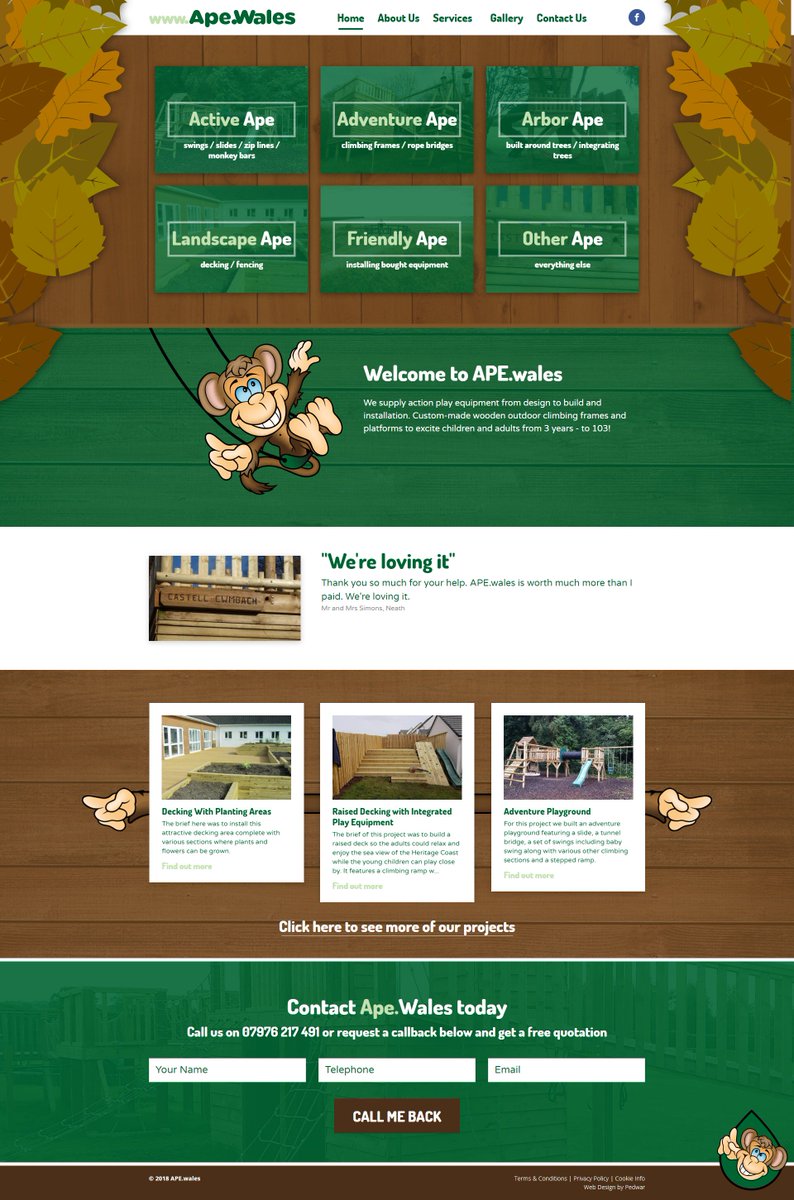 WeArePedwar's tweet photo. Check out the website we've just put live for https://t.co/a2LIgc8oWC. They build exciting wooden play equipment for children and big kids, and can also assemble prebought items and much more. Check them out at https://t.co/YGWRLoFe5L

#website #websites #webdesign #webdesigner https://t.co/mJo2TezFeT