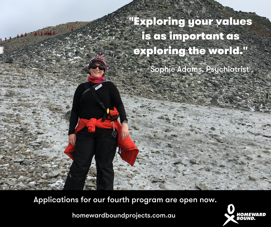 HomewardBound16's tweet photo. Homeward Bound will help you get clear on your goals, starting with your purpose and values. Like #TeamHB2018 participant Sophie Adams, once you finish, you’ll know exactly what you want to achieve and how to get there. Apply for our 4th program now at: https://t.co/5LrwRYCQwt OX https://t.co/iPGsKA8JRE