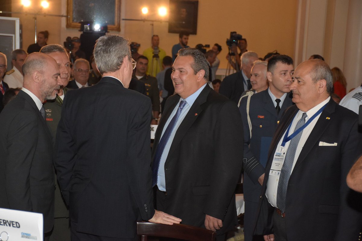 USAmbassadorGR's tweet photo. At #EXPOSEC2018 w/Min. @nikos_toskas and @PanosKammenos: together, we can seek new opportunities to grow defense industry cooperation, leveraging Greece’s deep reservoir of tech/engineering talent & US interest in strong, prosperous Greece. My remarks: https://t.co/DF7ftdEezK https://t.co/6vuMqbZ4n8