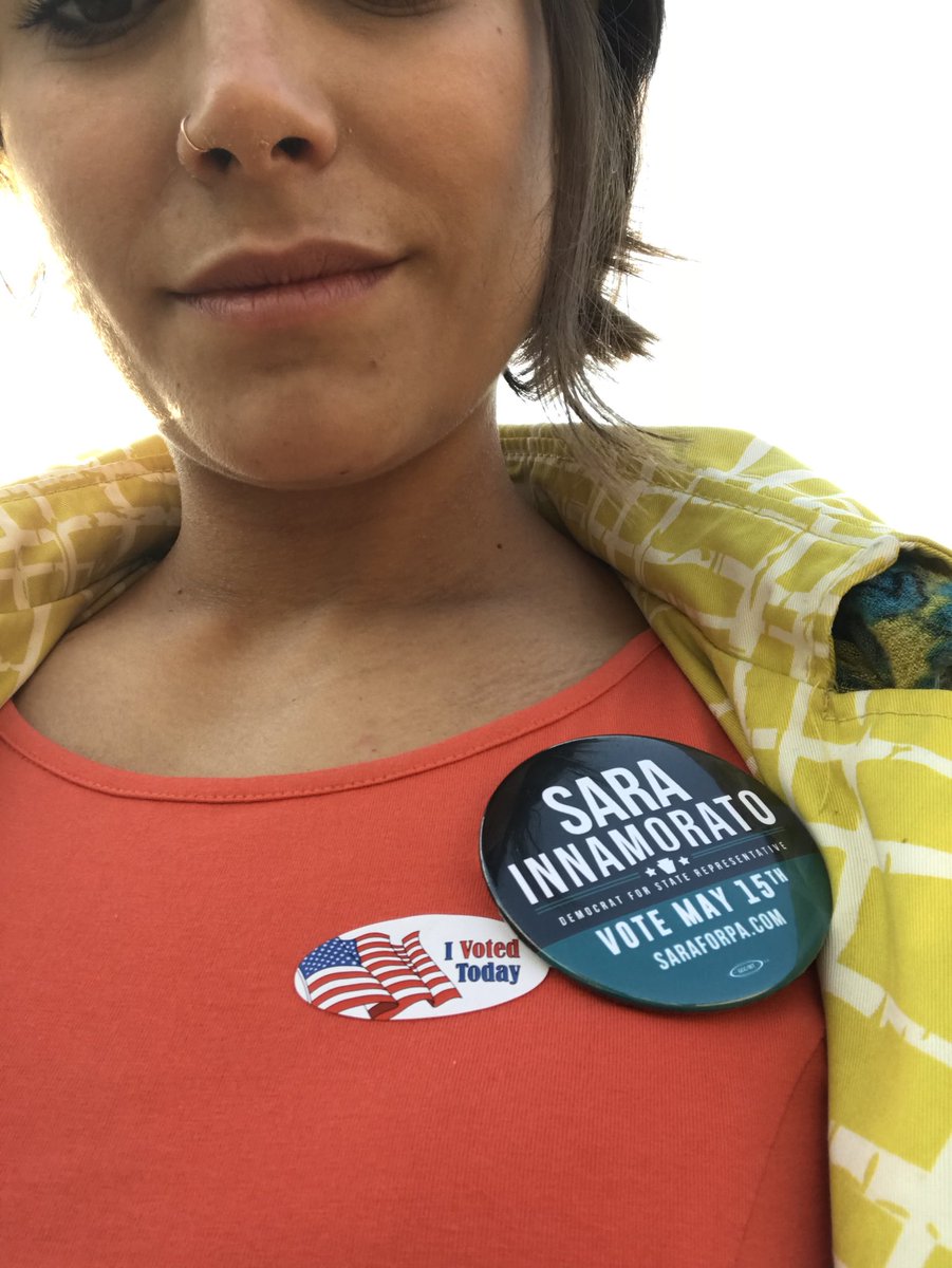 Innamo's tweet photo. I votedToday!
Polls open to 8pm.
#paprimary #SaraforPA https://t.co/9nG16fqLw4