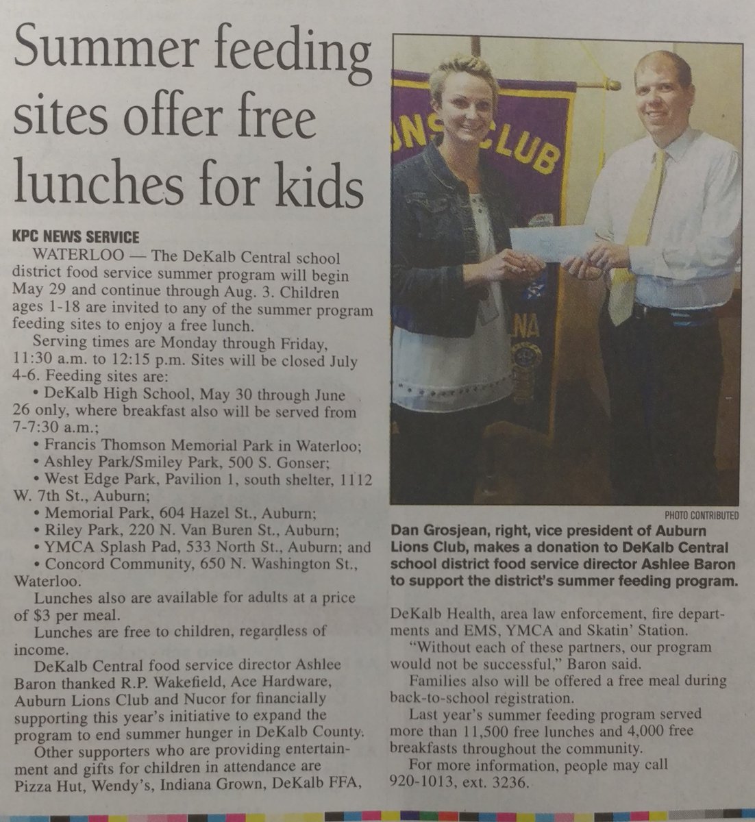 AGoughDeKalb's tweet photo. #TMinus13Days until the Summer Fun Begins! Thanks to @kpcnews for the feature, also i'm available for autographs 😎 #EndSummerHunger #ForTheKids https://t.co/6XTisnOSxJ