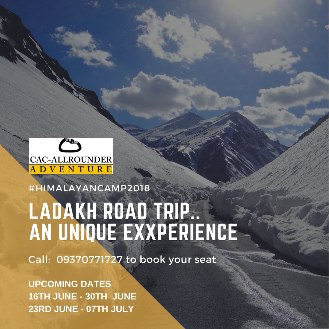 AllrounderCAC's tweet photo. Ladakh Road Trips
(Bike / Jeep Safari)
Type 1 - Srinagar-Leh- Manali
Type 2 - Manali – Leh – Manali
Dates:-
23rd June - 07th July
7th July - 21st July

#Ladakh #HimalayanCamp #Himalaya #RoadTrip https://t.co/FT4GRx6r9Z
