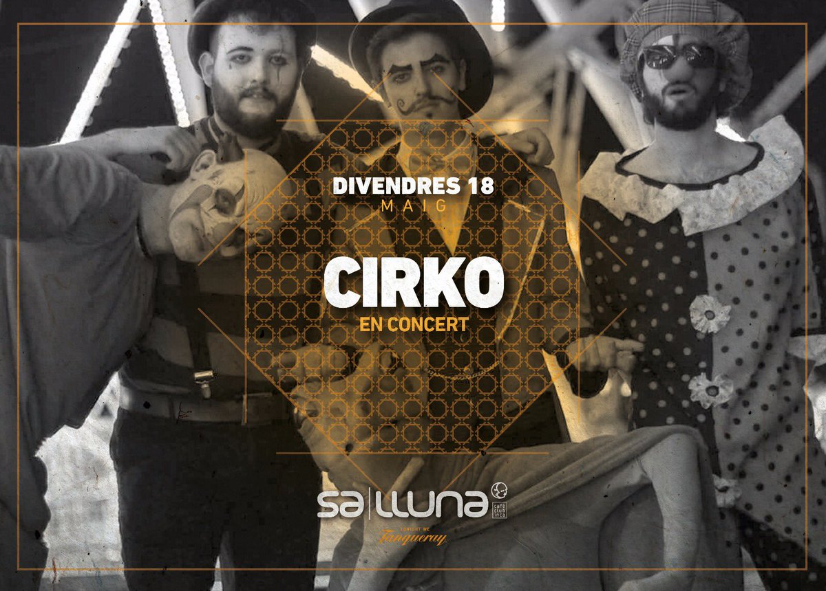sallunainca's tweet photo. El final de temporada ja s'acosta però no deixarem cap bala fora disparar🔫 i el tret de sortida el donarà el grup revelació de la temporada! No et perdis aquest divendres un concert fora ni cap ni peus amb CIRKO👨‍🎤⚡
Veniu i disfrutau!

#sallunainca #concerts #divendres #cirko https://t.co/23mxmtZfVG