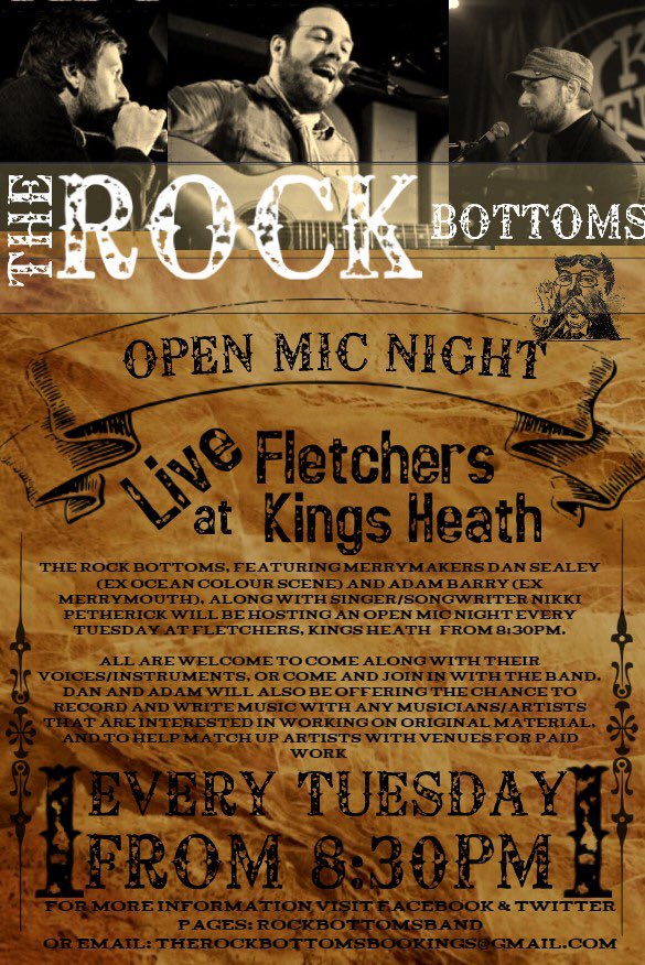 rockbottomsprom's tweet photo. **Kings Heath, Birmingham**
TONIGHT is our #OpenMic night at Fletcher’s Bar / @KitchenGarden3 in #kingsheath, EVERY TUESDAY from 8:30pm!
RT @FindAnOpenMic
#warwickshire #livemusic #gigs #entertainment #oceancolourscene #ocs #merrymaker #merrymouth #themisers #BirminghamUK https://t.co/eQO2s94QEV