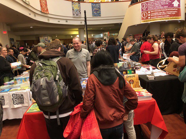 CinebookLtd's tweet photo. Some pics of our weekend at TCAF - thank you everyone for visiting our joint @CinebookLtd/@EuropeComics booth - it was great fun! π @TorontoComics #TCAF #tcaf2018 https://t.co/BYcIPckb0N