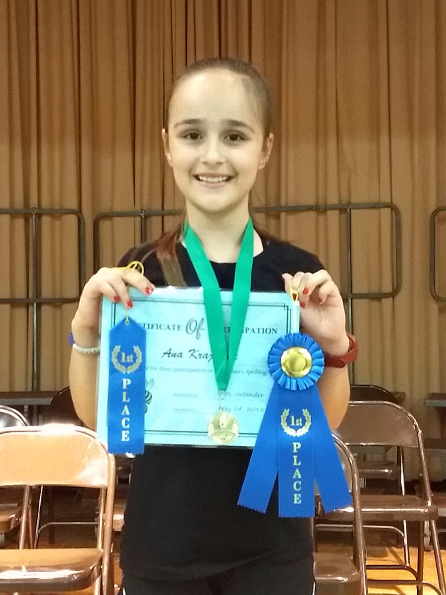 Chapman_Elem's tweet photo. Your 2018 Chapman Spelling Bee Champion is Ana K in Grade 4.  Great job to ALL finalists in Gr 3-4-5. https://t.co/VrbTWOPemj