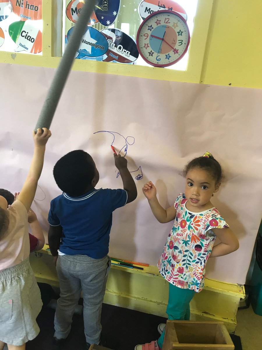 SkeneSquare's tweet photo. Nursery 2 are loving the new Mark Making wall! Look at some of our amazing drawings! #markmaking #literacyfun #engagingplay #creativity #earlyyears https://t.co/QH5q1S430t
