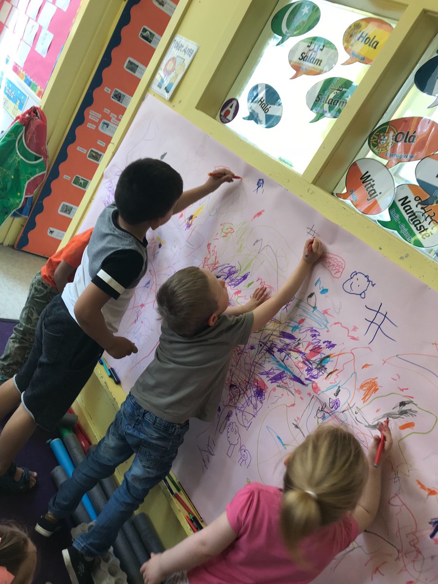 SkeneSquare's tweet photo. Nursery 2 are loving the new Mark Making wall! Look at some of our amazing drawings! #markmaking #literacyfun #engagingplay #creativity #earlyyears https://t.co/QH5q1S430t