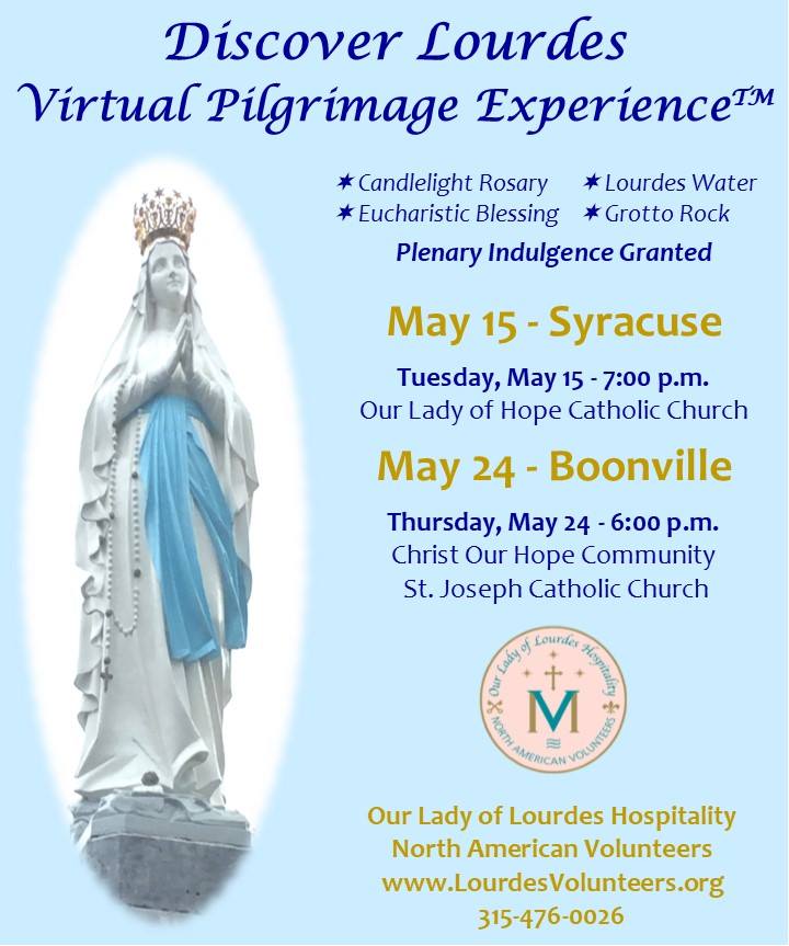 NALVolunteers's tweet photo. Can't wait for tonight's @NALVolunteers Lourdes Virtual Pilgrimage Experience™ Event at Our Lady of Hope  at 7p.m.  Hope to see lots of our neighbors @syracusedotcom @SyrCatholicSun @SyrNewTimes @SPECNewsCNY @SyrWomanMag @SyracuseCNY @SyrDiocese https://t.co/XncmnKi1iP