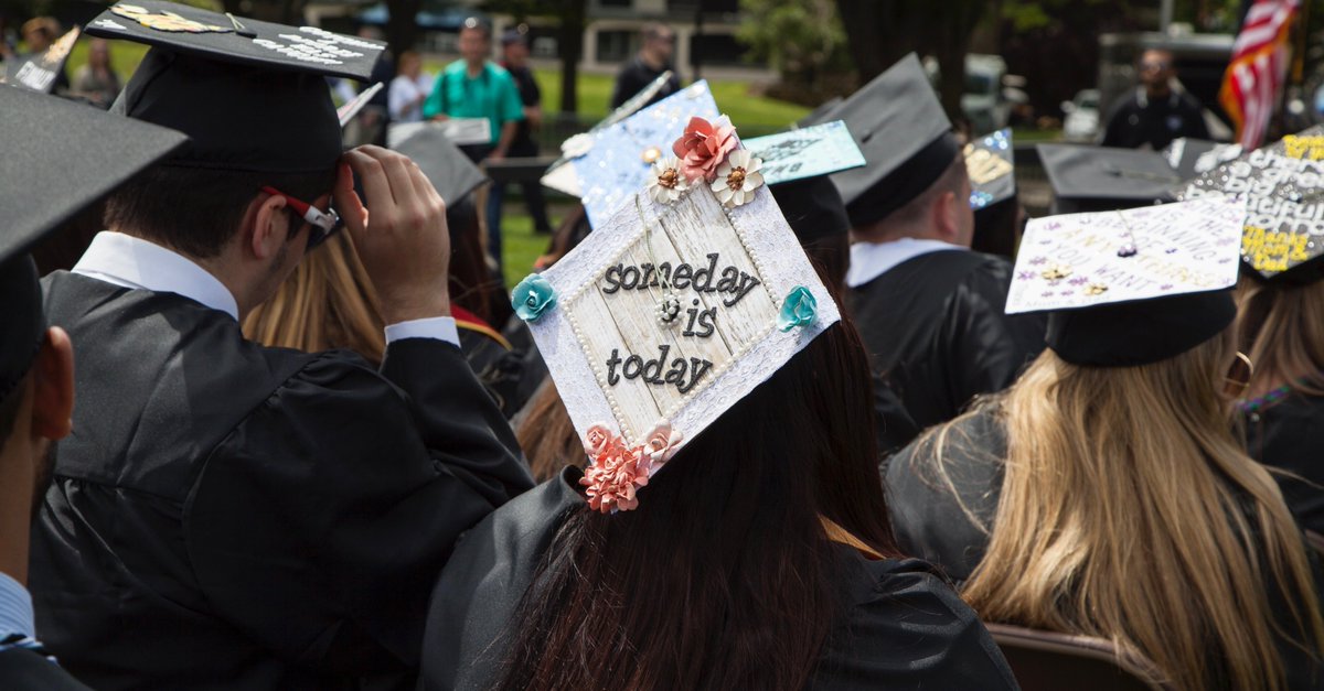 universityofri's tweet photo. GRADUATING STUDENTS: This year's #myURIcap Decorating Contest ends tomorrow, but there's still time to enter for a chance to win VIP seating & parking at commencement! Details: https://t.co/qLoX3EWmMC https://t.co/nIyCBbJt0a