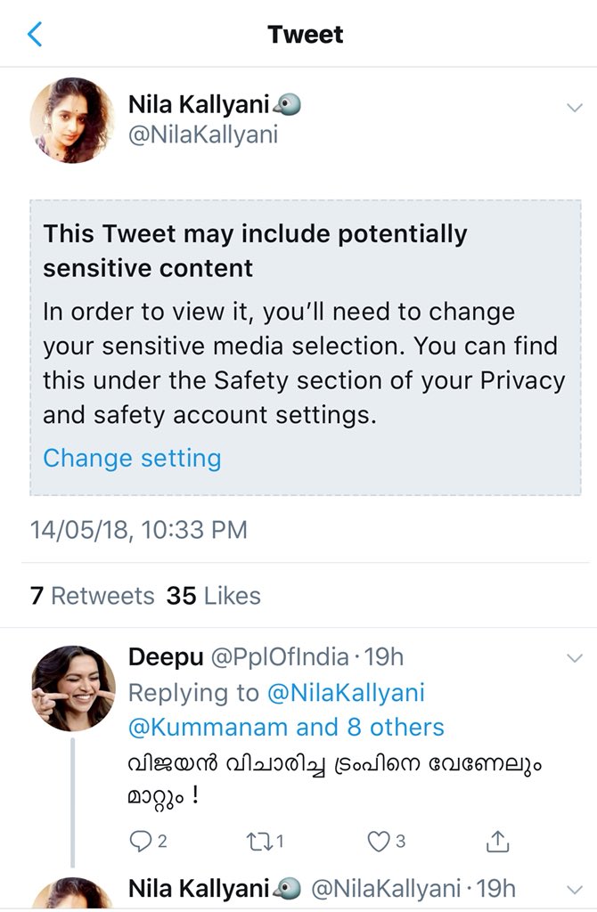 Apsarainno's tweet photo. @NilaKallyani Your tweets are mentioned as potentially sensitive. Pls check with twitter... https://t.co/yvvNbXsPMZ