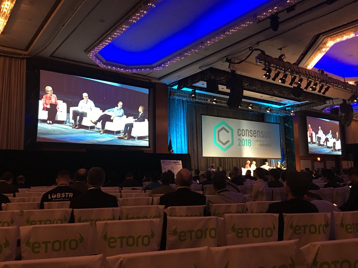 ExpanseBio's tweet photo. Panel at #Concensus2018 discussing #IP on the #blockchain including #inventions #patents assignments. We’ll see. https://t.co/JYNmwcmqdQ