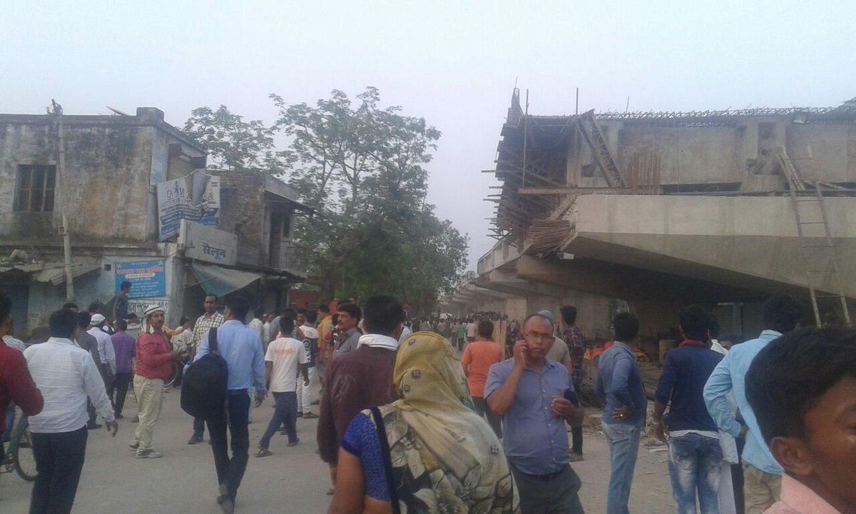 Pillar of an under construction fly over caves in near Cantt railway station in Varanasi.
