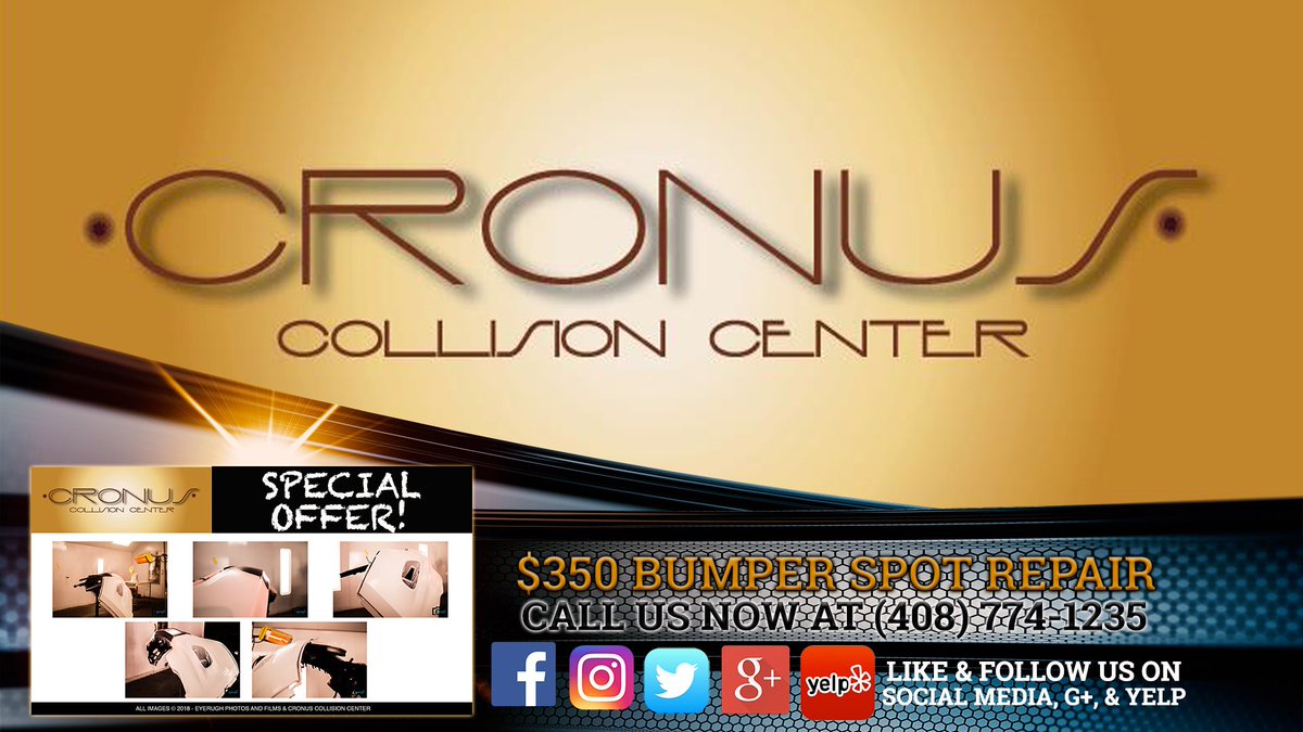 cronuscollision's tweet photo. #SPECIALOFFER @ #CronusCollision! $350 #BumperSpotRepair - call us today, we open at 8:30 AM. #HappyTuesday! #SunnyvaleCA #BayArea #SiliconValley #autoshop #autobodyshop #bodyshop #automotive #cars #fixyourcar #autorepair #carcollision #offers https://t.co/HdDOmNwgJp