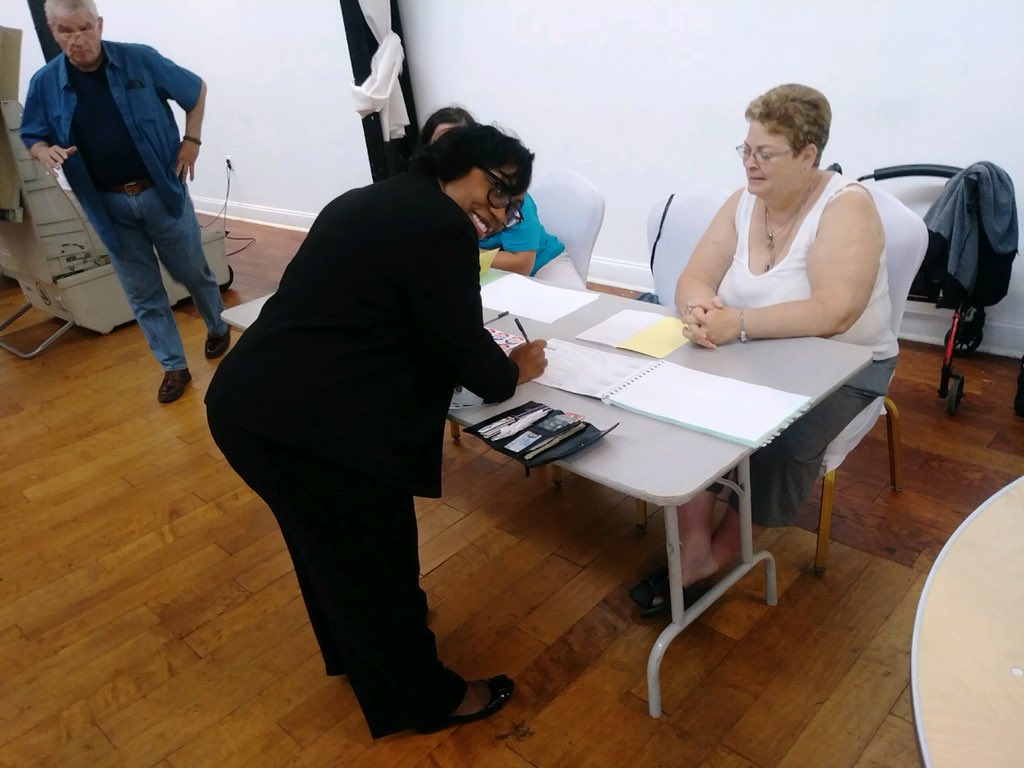 Michele4Me's tweet photo. Michele was the first to arrive at her polling place at 2424 York Studios. Don’t forget to vote today! #Michele4Me https://t.co/LNBmuickCu