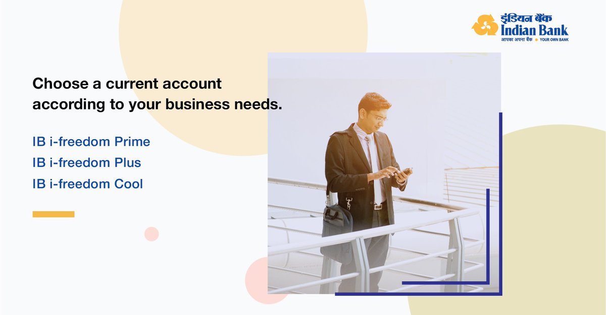 MyIndianBank's tweet photo. Every business has a different need and each need deserves a unique current account. Apply for Indian Bank i-freedom Current Account to avail an account of your choice. Read more: https://t.co/k9qaOsUN82
#IndianBank #iFreedom #CurrentAccount https://t.co/P5UD9r9dge