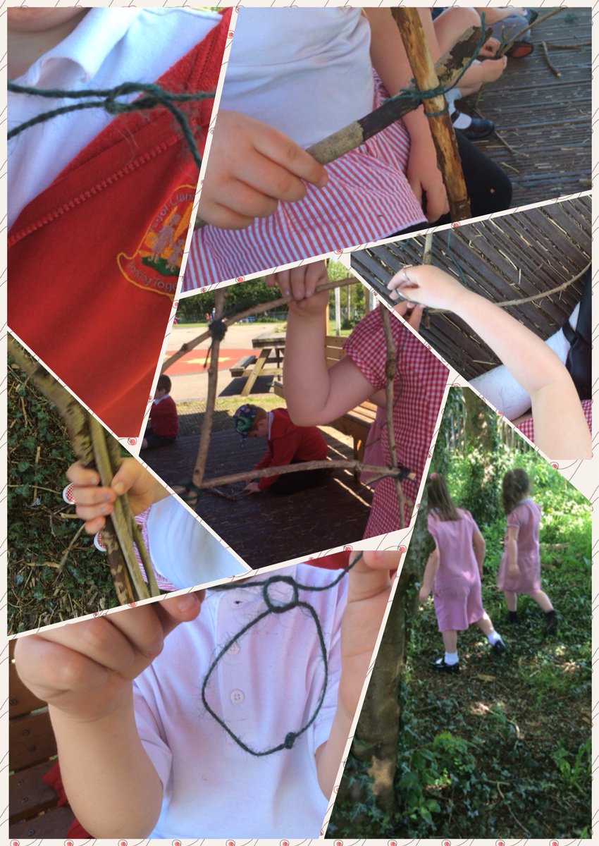 MrsJ7657's tweet photo. Class 3 tried hard to tie reef knots today. They used these knots to make some great natural picture frames. @Llfiaclass3 https://t.co/BWDlgmwWq7