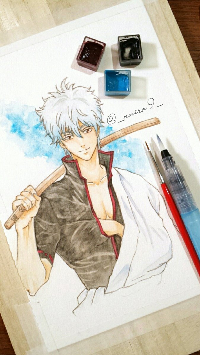 V Twitter 銀さん練習 銀魂 坂田銀時 ゆる模写 水彩イラスト V Twitter 銀さん練習 銀魂 坂田銀時 ゆる模写 水彩イラスト