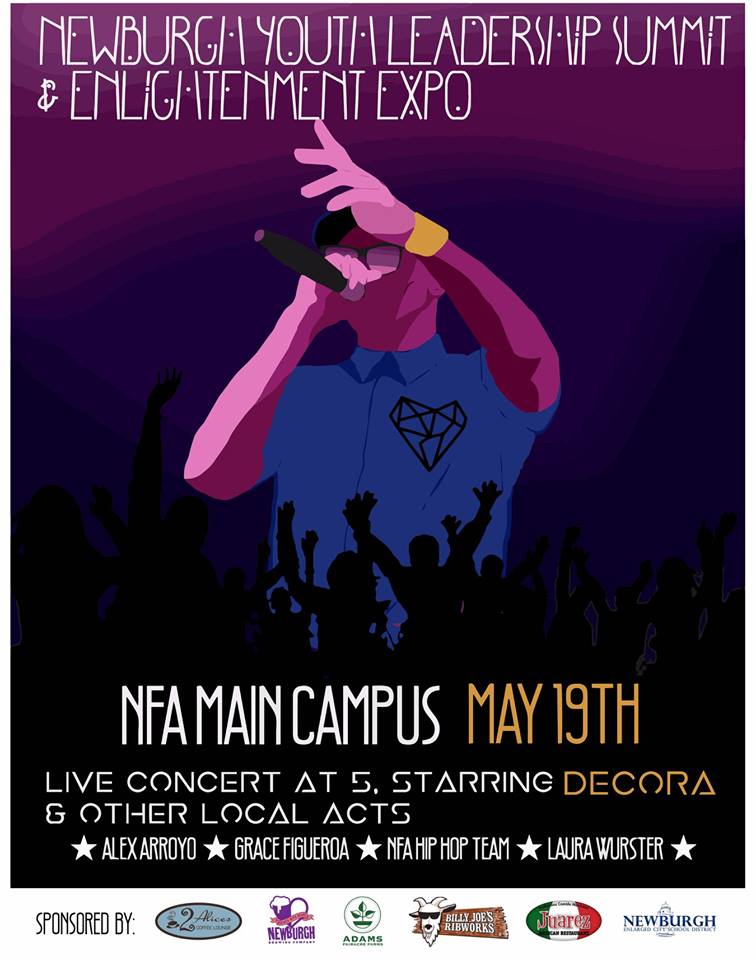 It's all happening this weekend!

We hope to see you at the inagural Newburgh Youth Leadership Summit and Enlightenment Expo, hosted by students from our Excelsior Academy!

Saturday, May 19th
Newburgh Free Academy, Main Campus

More info can be found: newburghyouthleaders.wordpress.com