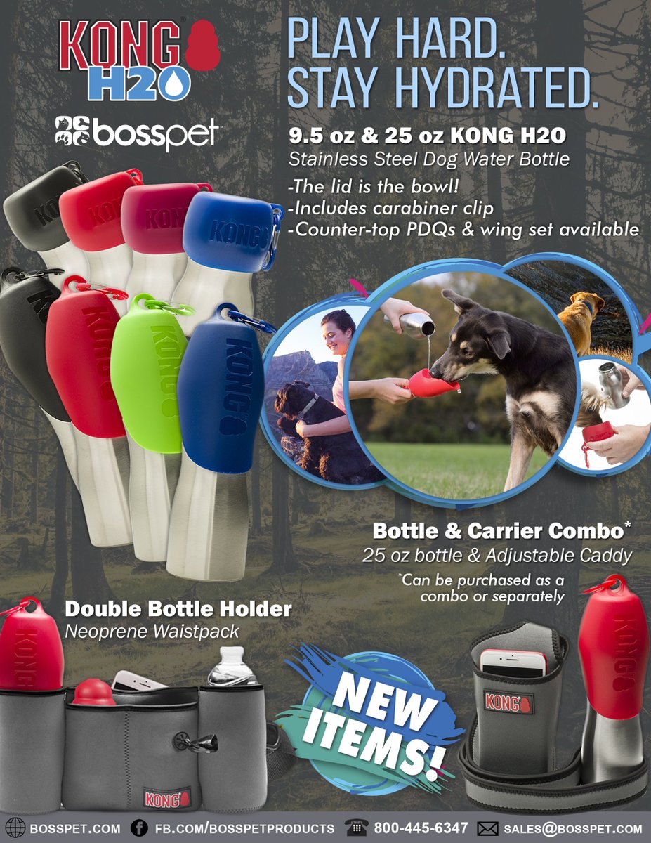 BossPetProducts's tweet photo. *NEW ITEM ALERT* 
Stock your stores &amp; stay cool this summer with the KONG® H2O water bottles! We're your one-stop-shop for summer pet essentials! 
https://t.co/6WM2VhP5vn 
#pets https://t.co/cYU5rRWQ0h