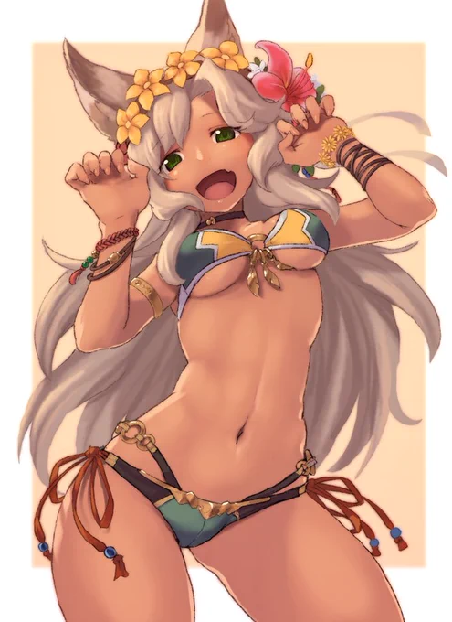 暑くなってきたので水着ネモ姉を描きました。ネモ姉は良いぞー#グラブル 