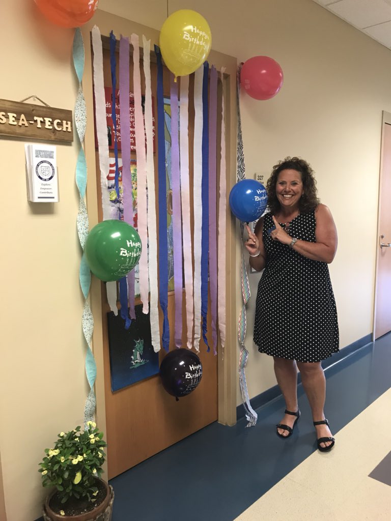 edieskip's tweet photo. Oh my word, @ncseatech has really surprised me this birthday! A flower from everyone with decorations and endless presents. Love my school family! #NCSEATech #blessedbeyondmeasure https://t.co/HvJPgVT74h