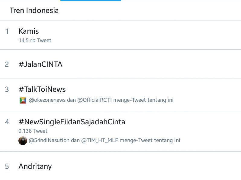 #NewSingleFildanSajadahCinta

Mantap! Akhirnya muncul juga di TT <a href="/FildanDa41/">Fildan Da4</a>
Klo gini semangat nonton @IndosiarID