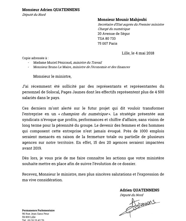 CGTSolocalPJ's tweet photo. L'intersyndicale et l'ensemble des salariés de #PagesJaunes #Solocal remercient @AQuatennens pour son soutien dans notre lutte face au désastre social programmé #PSE https://t.co/mGmfShCYqn