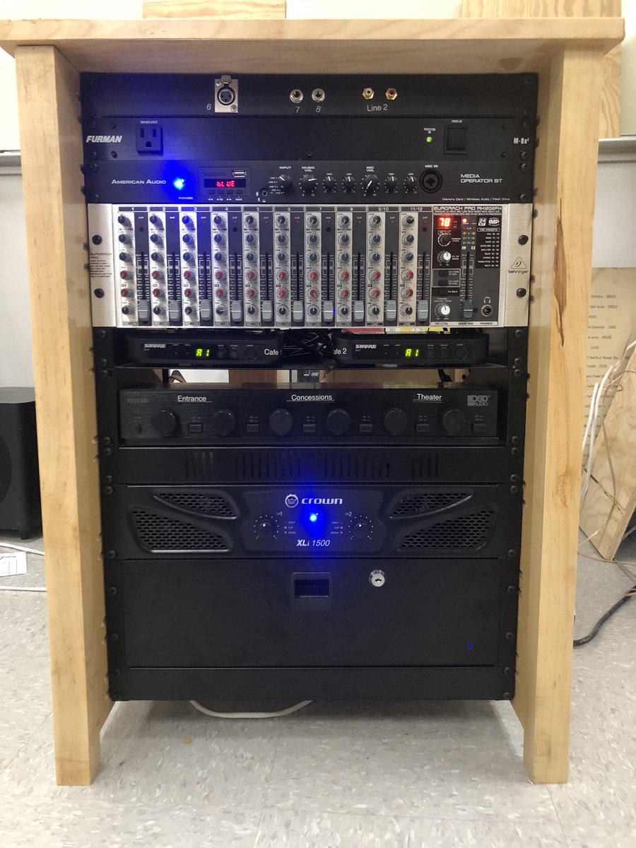 OHSIndustrialTe's tweet photo. Completed the speakers and rack for the cafe audio system!  Can not wait to get them installed so we can hear the whole completed system at once in the Cafe. https://t.co/N7S9vHs3ol