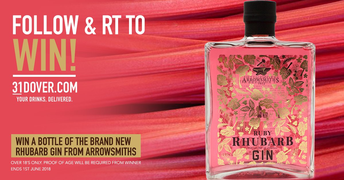 Follow &amp; RT to #WIN a bottle of the brand new Arrowsmith Ruby Rhubarb #Gin - Exclusive to 31Dover and from the makers of @Grins_Gin Ends 1st June. Good luck! #31Dover 18+