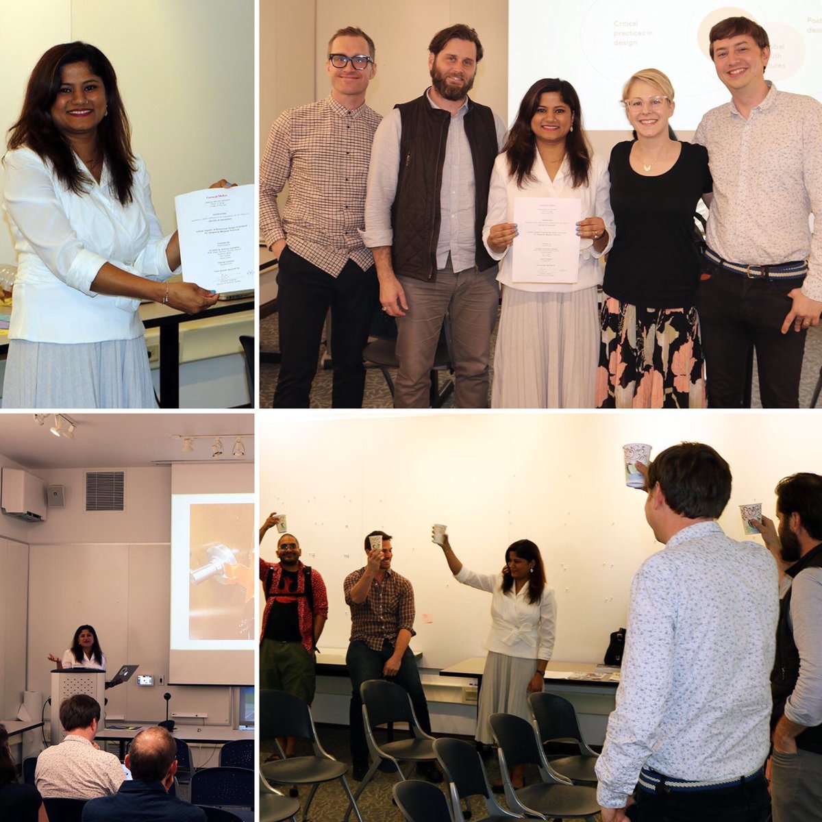cmudesign's tweet photo. Now paging, Dr. Butoliya! The School of Design is immensely proud to announce that Deepa Butoliya successfully defended her PhD dissertation "Critical Jugaad: A Postnormal Design Framework for Designerly Marginal Practices" yesterday. Congrats Dr. Butoliya! https://t.co/fU3k3fNuAX